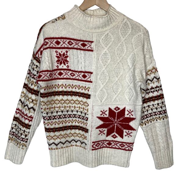 American Eagle Mock Neck Fair Isle Jumper Sweater size XS - Picture 1 of 4